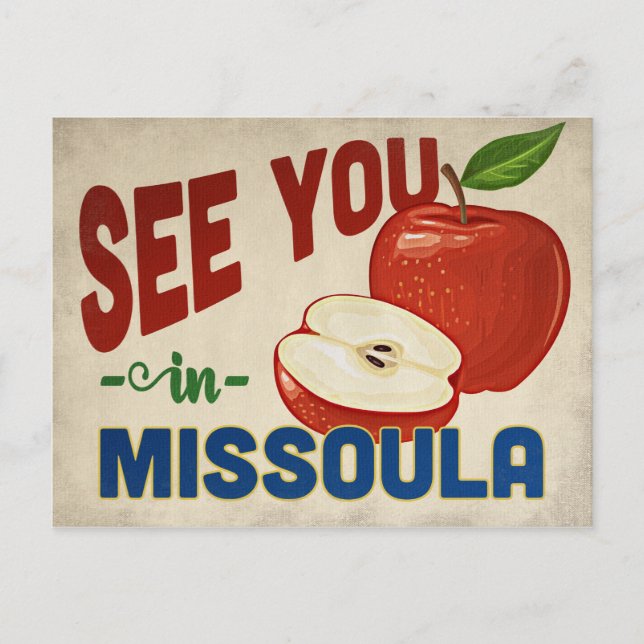 Missoula Montana Apple - Vintage Travel Postcard (Front)