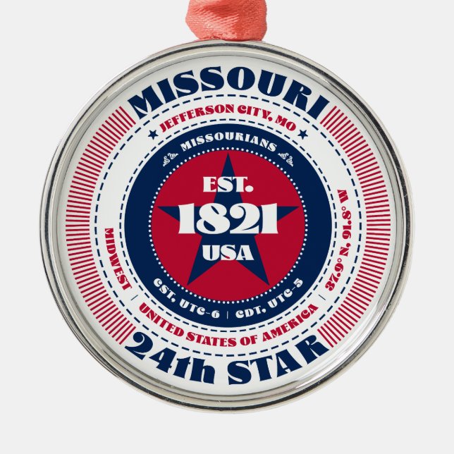 Missouri 24th State Christmas Ornament (Front)