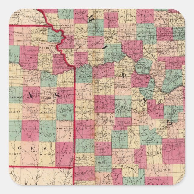 Missouri and Kansas Square Sticker (Front)