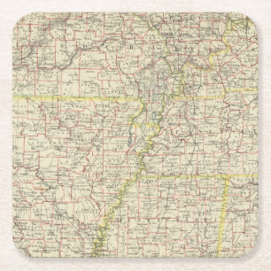 Missouri, Arkansas, Kentucky, Tennessee Square Paper Coaster