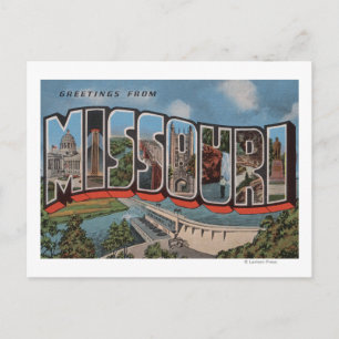 Missouri (Dam View) - Large Letter Scenes Postcard