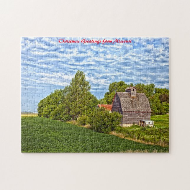 Missouri farm rural barn.Christmas Greetings Jigsaw Puzzle (Horizontal)