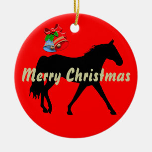 Missouri Foxtrotter Silhouette Merry Christmas Ceramic Ornament