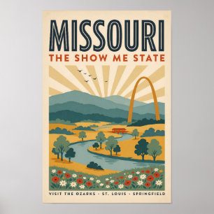 Missouri Gateway Arch Illustration Travel Art Poster