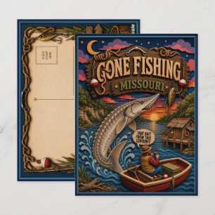 Missouri Gone Fishing Pallid Sturgeon Postcard