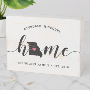 Missouri Home State Rustic Family Name Wooden Box Sign