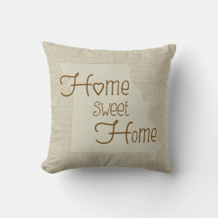 Missouri-Home Sweet Home burlap-look custom name Cushion