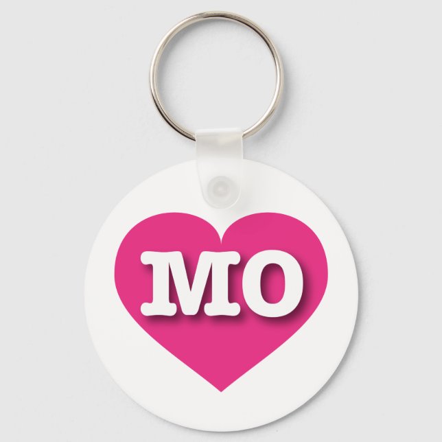 Missouri Hot Pink Heart - I love MO Key Ring (Front)