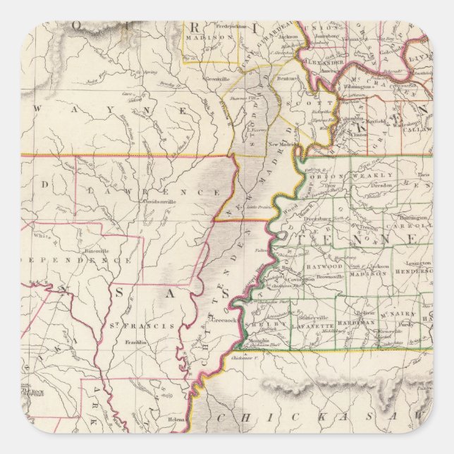Missouri, Ill, Ky, Tenn, Ala, Miss, Ark Square Sticker (Front)