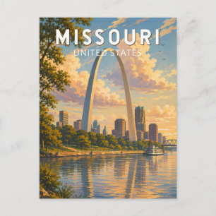 Missouri Illustration Travel Art Vintage Postcard