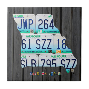 Missouri License Plate Map Ceramic Tile