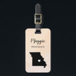 Missouri Map Luggage Tag, Wedding Party Welcome Luggage Tag<br><div class="desc">These state luggage tags make the perfect wedding party gift tags or welcome bag tags. Tie it to your bridesmaid gifts instead of a typical paper gift tag, and they can use it for months and years to come. Tags have a peach apricot watercolor background. To place the heart at...</div>