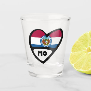 Missouri, MO State Flag In Heart Shot Glass