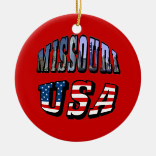 Missouri Picture and USA Text Ceramic Ornament