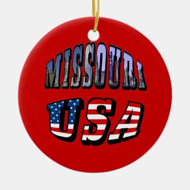 Missouri Picture and USA Text Ceramic Ornament (Front)