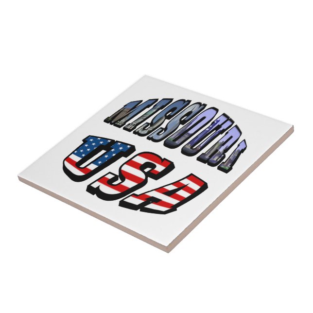Missouri Picture and USA Text Ceramic Tile (Side)