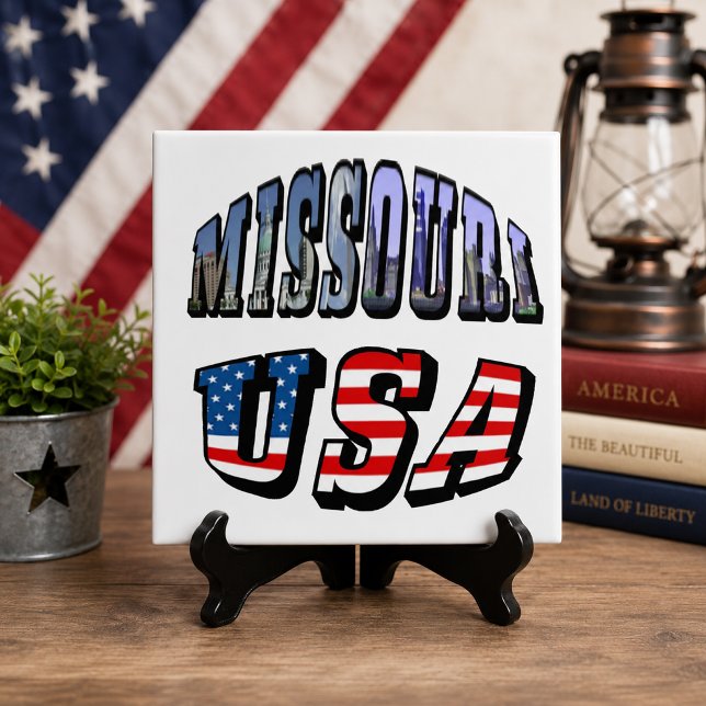 Missouri Picture and USA Text Ceramic Tile (Missouri Picture and USA Text Ceramic Tile)