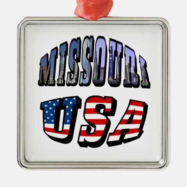 Missouri Picture and USA Text Metal Ornament (Front)