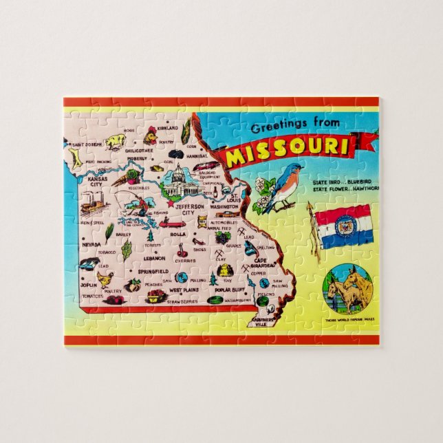 Missouri Postcard Map Jigsaw Puzzle (Horizontal)