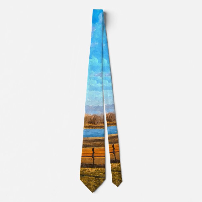 Missouri River Bench Painterly Neck Tie (Front)