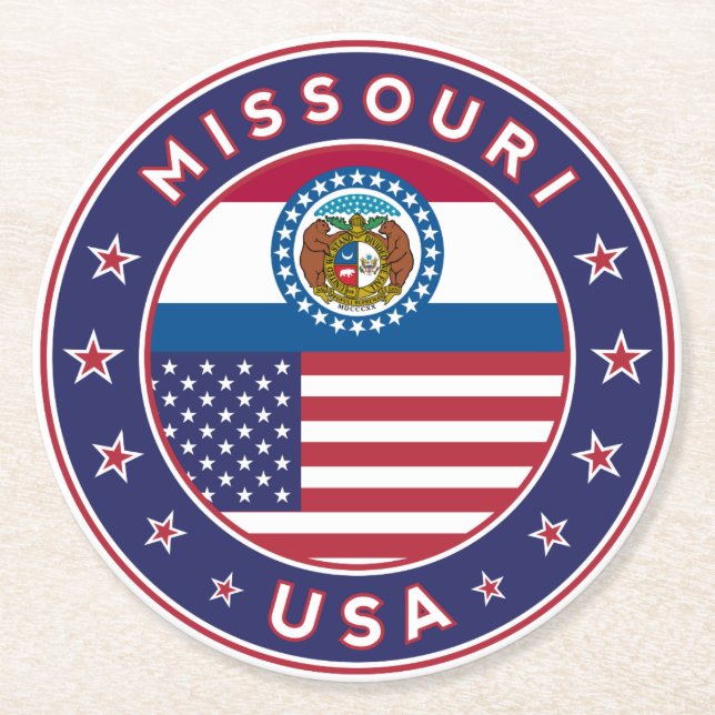 Missouri Round Paper Coaster (Front)