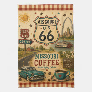 Missouri Route 66 Coffee Kitchen Decor Gift Tea Towel
