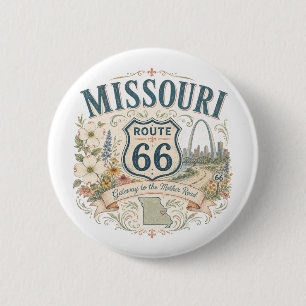 Missouri Route 66 Floral Road Trip Souvenir Art 6 Cm Round Badge