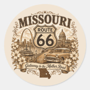 Missouri Route 66 Gateway Road Decal Classic Round Sticker