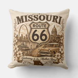 Missouri Route 66 Gateway Road Memories Cushion