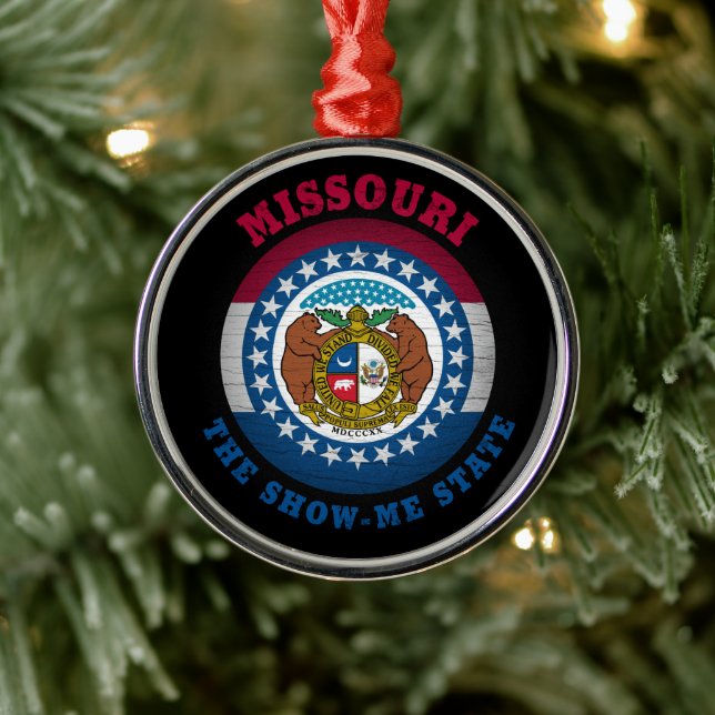MISSOURI SHOW-ME STATE FLAG METAL ORNAMENT (Tree)