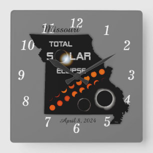 Missouri Solar Eclipse Square Wall Clock