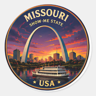 🟡 Missouri St Louis Riverfront Scenic Escape 🟡 Classic Round Sticker