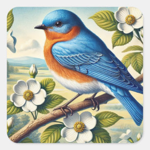 Missouri State Bird Eastern Bluebird Square Sticker
