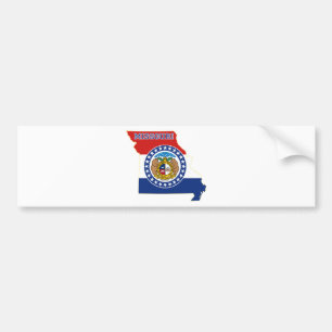 Missouri State Flag and Map Bumper Sticker