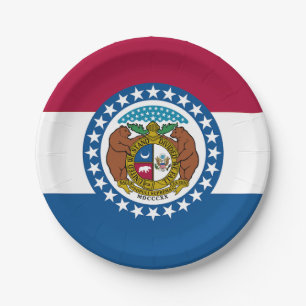 Missouri State Flag Paper Plate