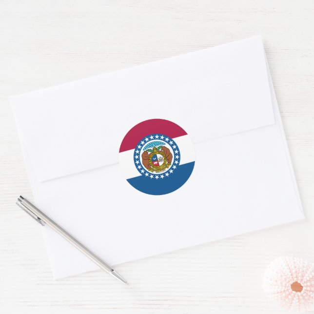 Missouri State Flag USA Classic Round Sticker (Envelope)
