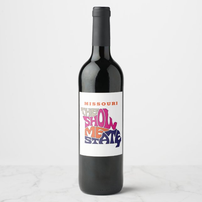 Missouri State Nickname Word Art Wine Label (Front)