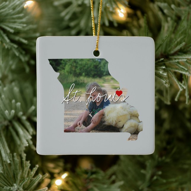 Missouri State Photo insert and town name Ceramic Ornament (Tree)