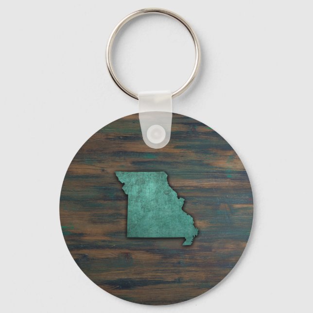 Missouri State Shape Teal Key Ring (Front)