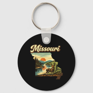 Missouri State Sunset Deer River Ozark Wilderness Key Ring