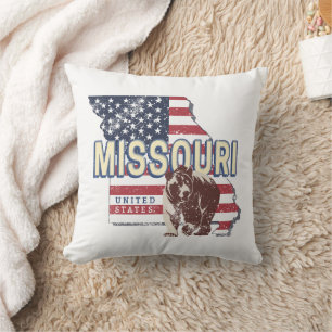 Missouri State United States Retro Map Vintage USA Cushion