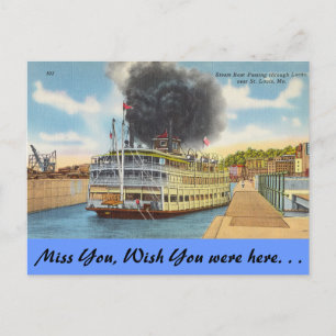Missouri, Steam in Locks, St. Louis Postcard