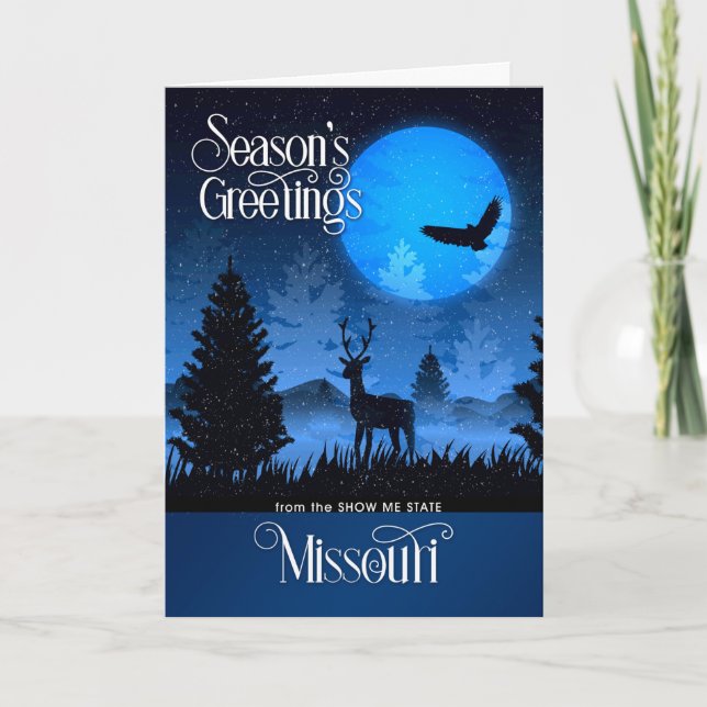 Missouri The Show Me State Woodland Deer Holiday Card (Front)