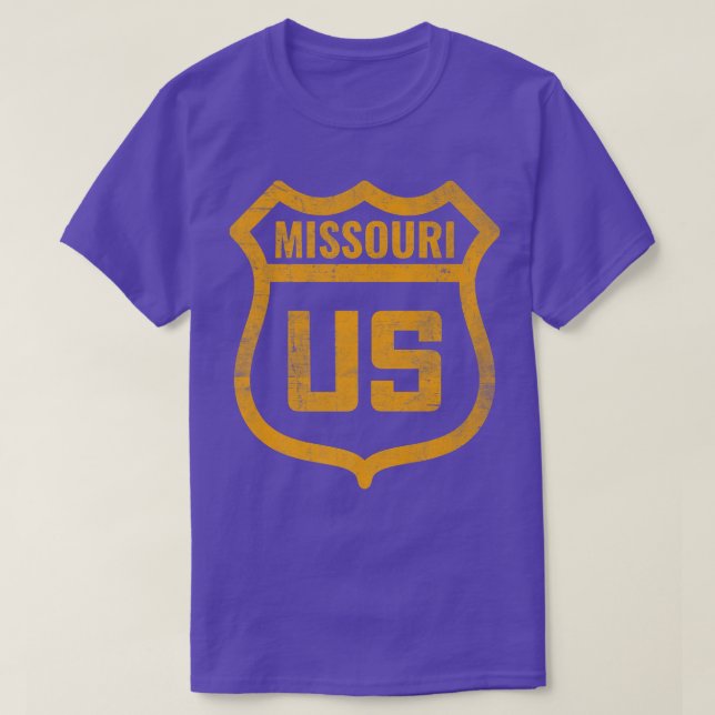 Missouri - US highway distressed weathered look ro T-Shirt (Design Front)
