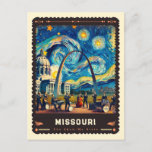 Missouri | Vincent Van Gogh Inspired Postcard<br><div class="desc">Discover the Show-Me State's charm with the "Missouri | Vincent van Gogh Inspired Postcard." This postcard presents a stunning representation of Missouri's diverse landscapes - from the bustling streets of St. Louis to the serene Ozark Mountains, all through the expressive and vibrant style of Vincent van Gogh. The postcard's rich...</div>