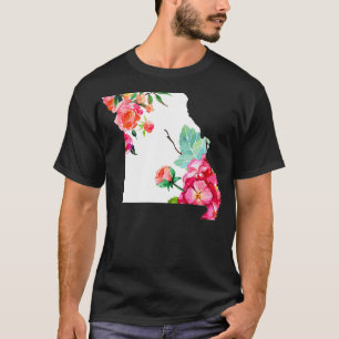 Missouri Vintage Rose State Map Pride Patriotic Fl T-Shirt
