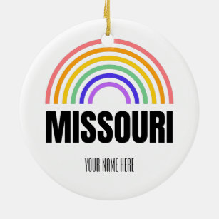 Missouri - Vintage - Travel - Rainbow Illustration Ceramic Ornament