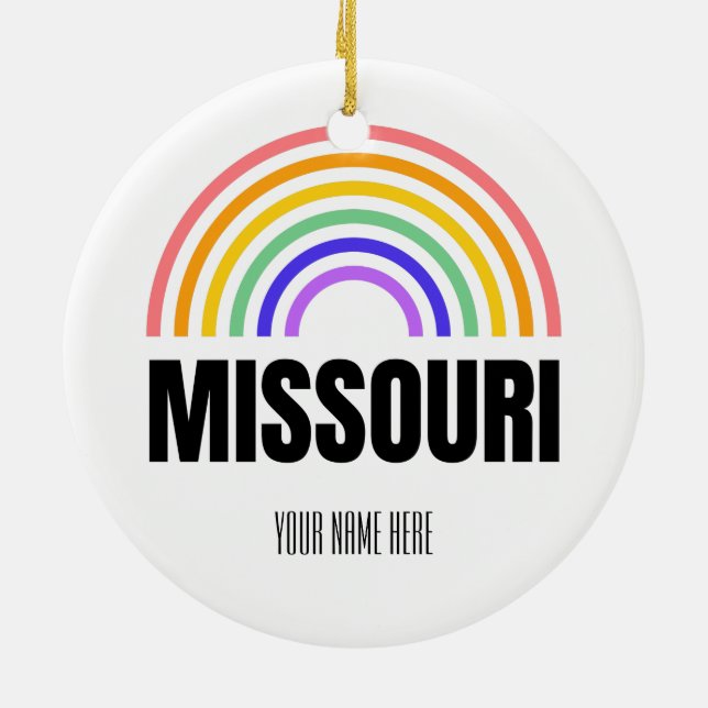 Missouri - Vintage - Travel - Rainbow Illustration Ceramic Ornament (Back)