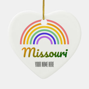 Missouri - Vintage - Travel - Rainbow Illustration Ceramic Ornament