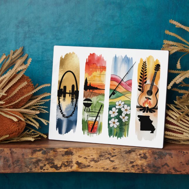 Missouri Watercolor Wall Art Plaque | State Sign w (Side)